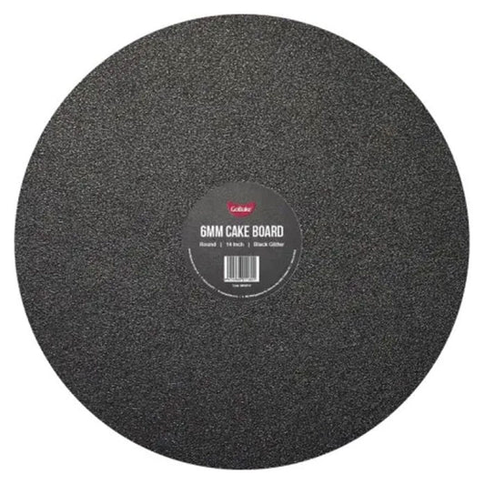 Cake Board Round Glitter Black 14 Inch | 6mm Thick Masonite