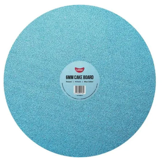 Cake Board Round Glitter Blue 14 Inch | 6mm Thick Masonite
