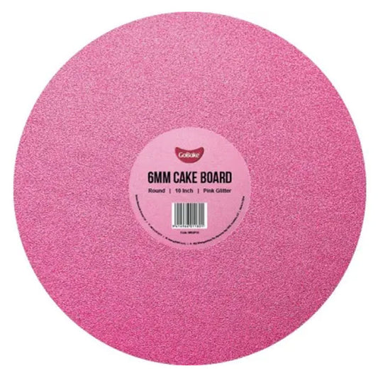 Cake Board Round Glitter Pink 10 Inch | 6mm Thick Masonite