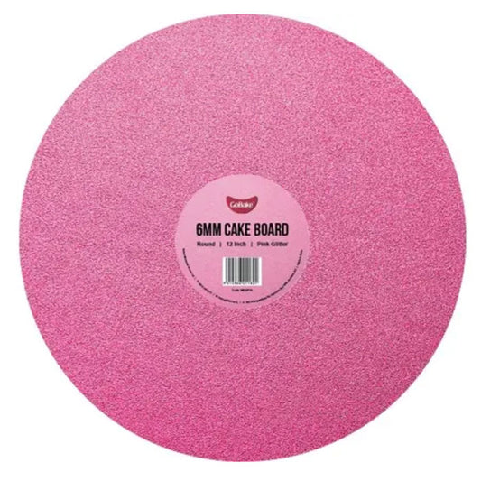 Cake Board Round Glitter Pink 12 Inch | 6mm Thick Masonite