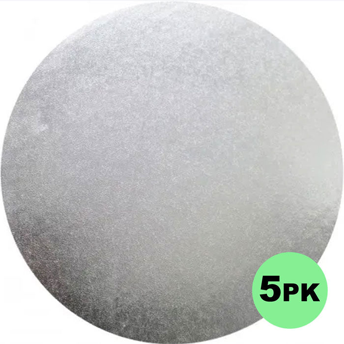 Cake Board Round Silver 6 Inch | 6mm Thick Masonite | 5/Pack