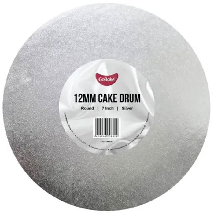 Cake Board Round Silver 7 Inch | 12mm Drum Board