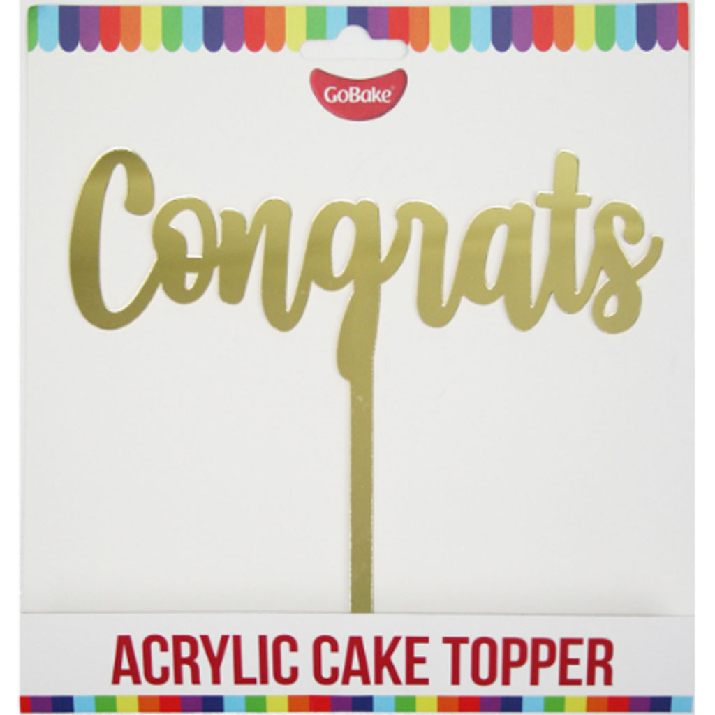 GoBake Congrats Gold Acrylic Cake Topper