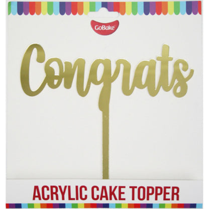 GoBake Congrats Gold Acrylic Cake Topper