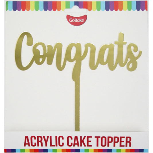GoBake Congrats Gold Acrylic Cake Topper