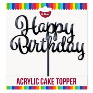 GoBake Acrylic Cake Topper Happy Birthday Black