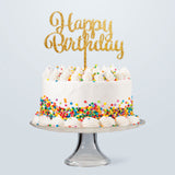 GoBake Acrylic Cake Topper Happy Birthday Glitter Gold