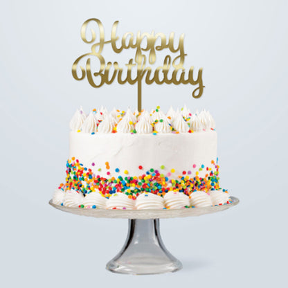 GoBake Acrylic Cake Topper Happy Birthday Gold