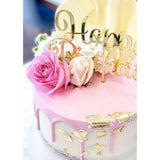 GoBake Acrylic Cake Topper Happy Birthday Gold