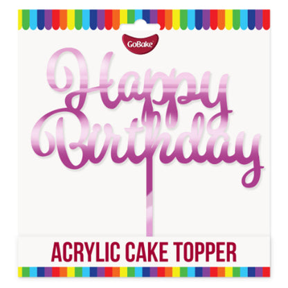 GoBake Acrylic Cake Topper Happy Birthday Pink