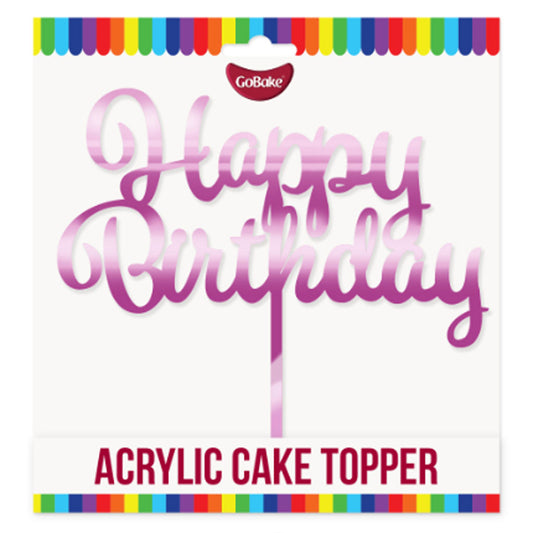 GoBake Acrylic Cake Topper Happy Birthday Pink