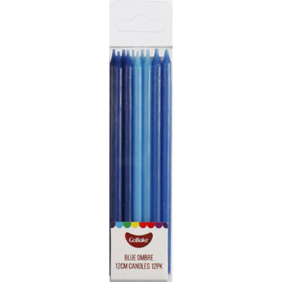 GoBake Long Candles Blue Ombre 12cm 12/Pack