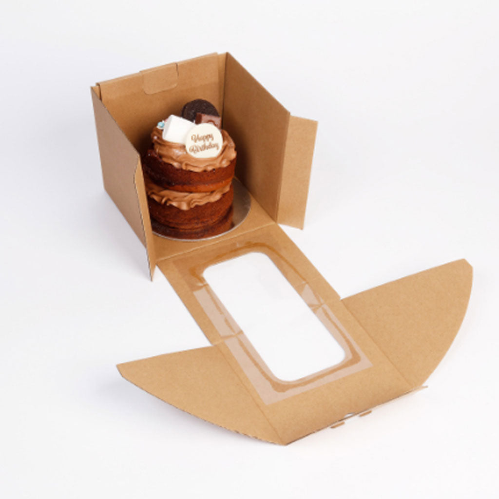 Eco Kraft Corrugated Window Cake Box 5x5x5 Inch (Each)