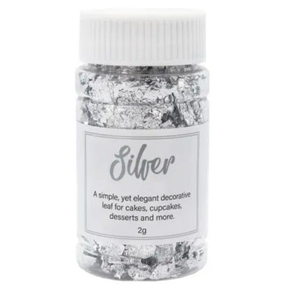 GoBake Decorating Leaf Flakes Silver 2g