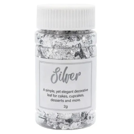 GoBake Decorating Leaf Flakes Silver 2g