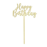 GoBake Small Acrylic Topper Happy Birthday Classic Gold