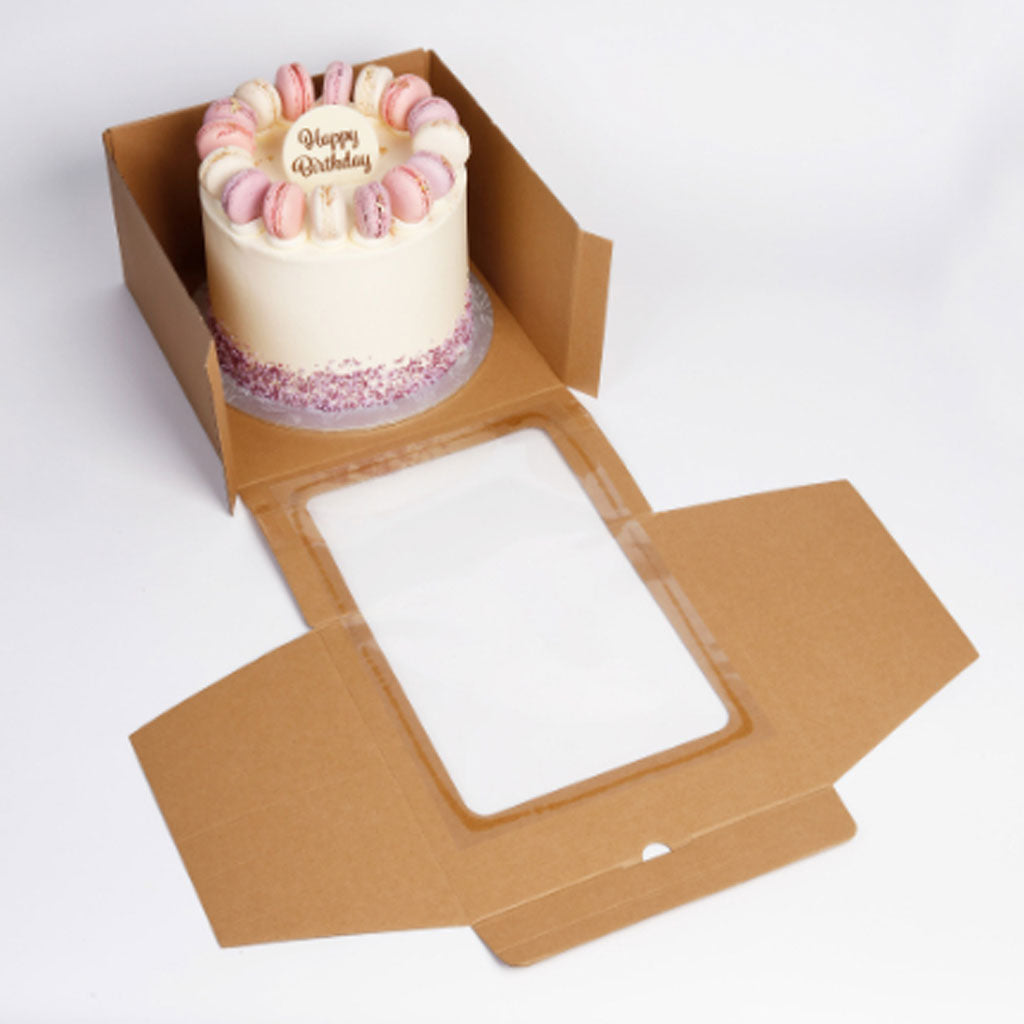 Eco Kraft Corrugated Window Cake Box 10x10x6 Inch | Each