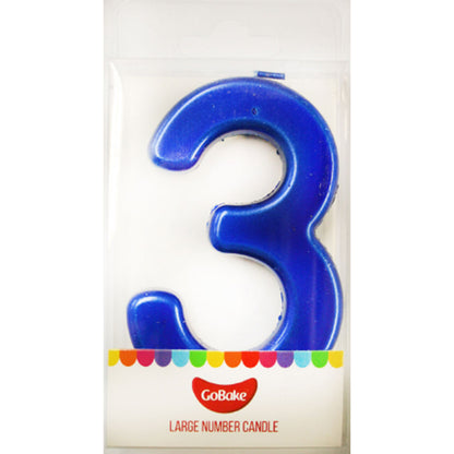 GoBake Large Metallic Number Candles #3