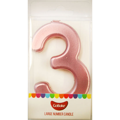 GoBake Large Metallic Number Candles #3