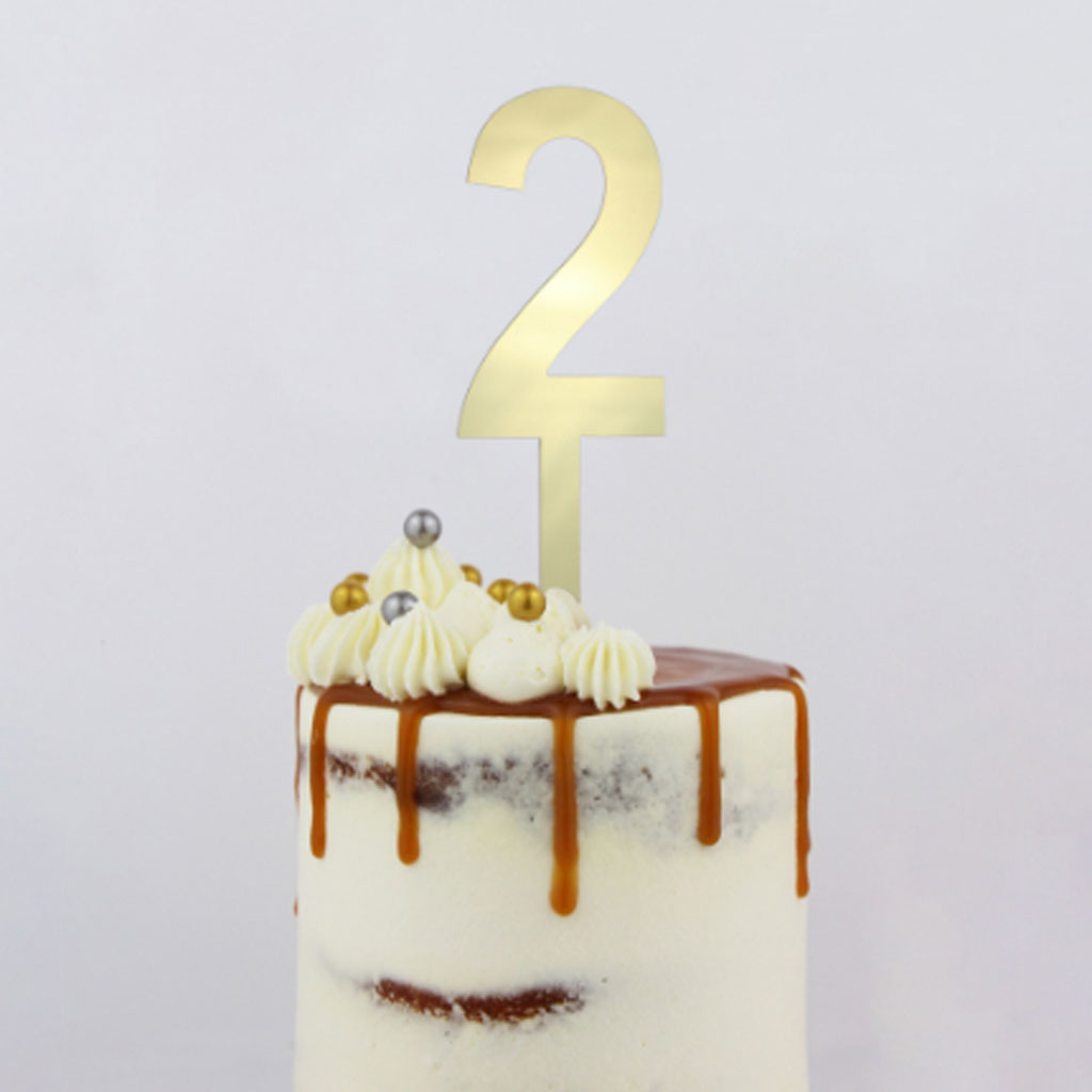 GoBake Large Mirror Number Topper #2 Gold