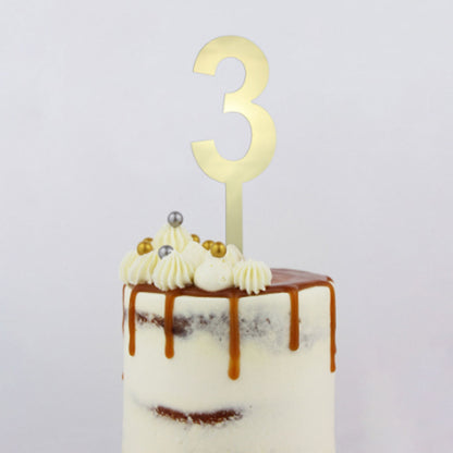 GoBake Large Mirror Number Topper #3 Gold