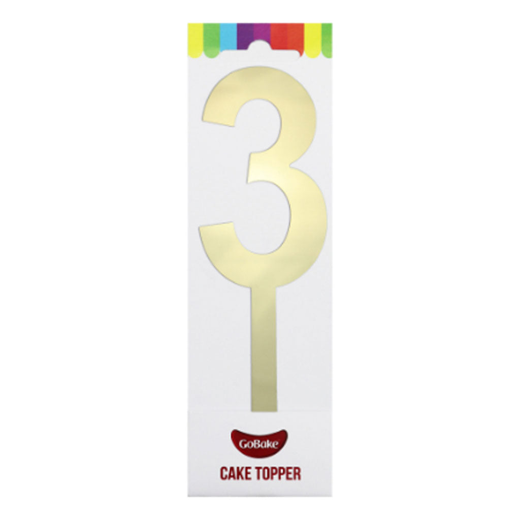 GoBake Large Mirror Number Topper #3 Gold