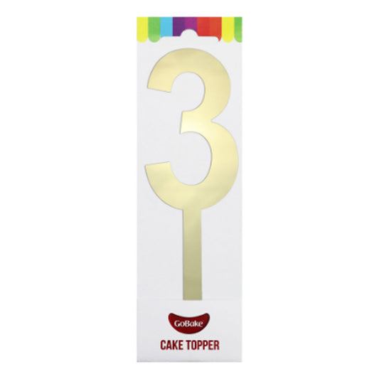 GoBake Large Mirror Number Topper #3 Gold