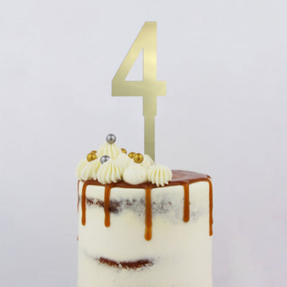 GoBake Large Mirror Number Topper #4 Gold