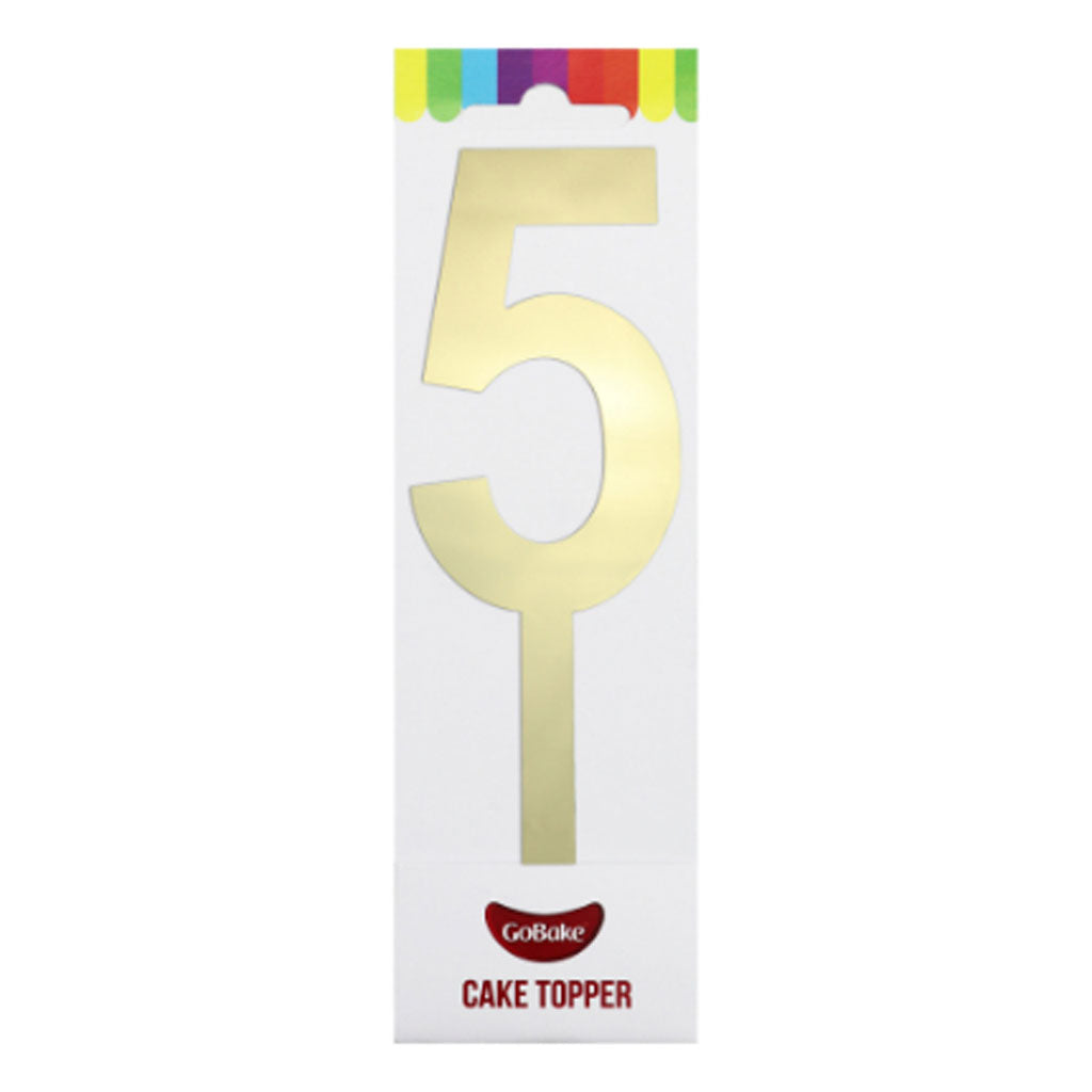 GoBake Large Mirror Number Topper #5 Gold