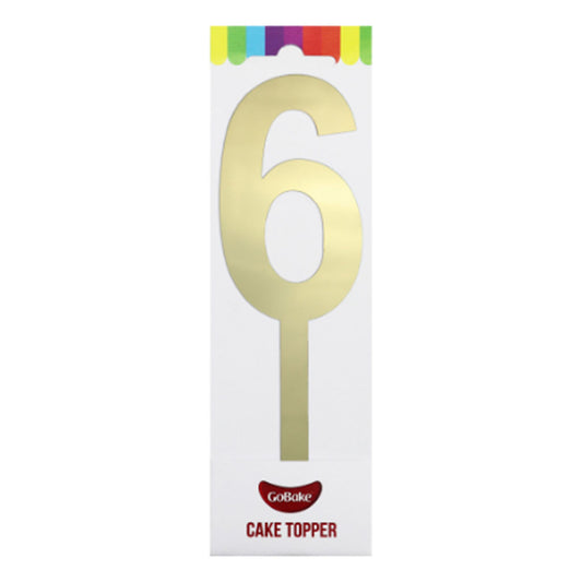 GoBake Large Mirror Number Topper #6 Gold