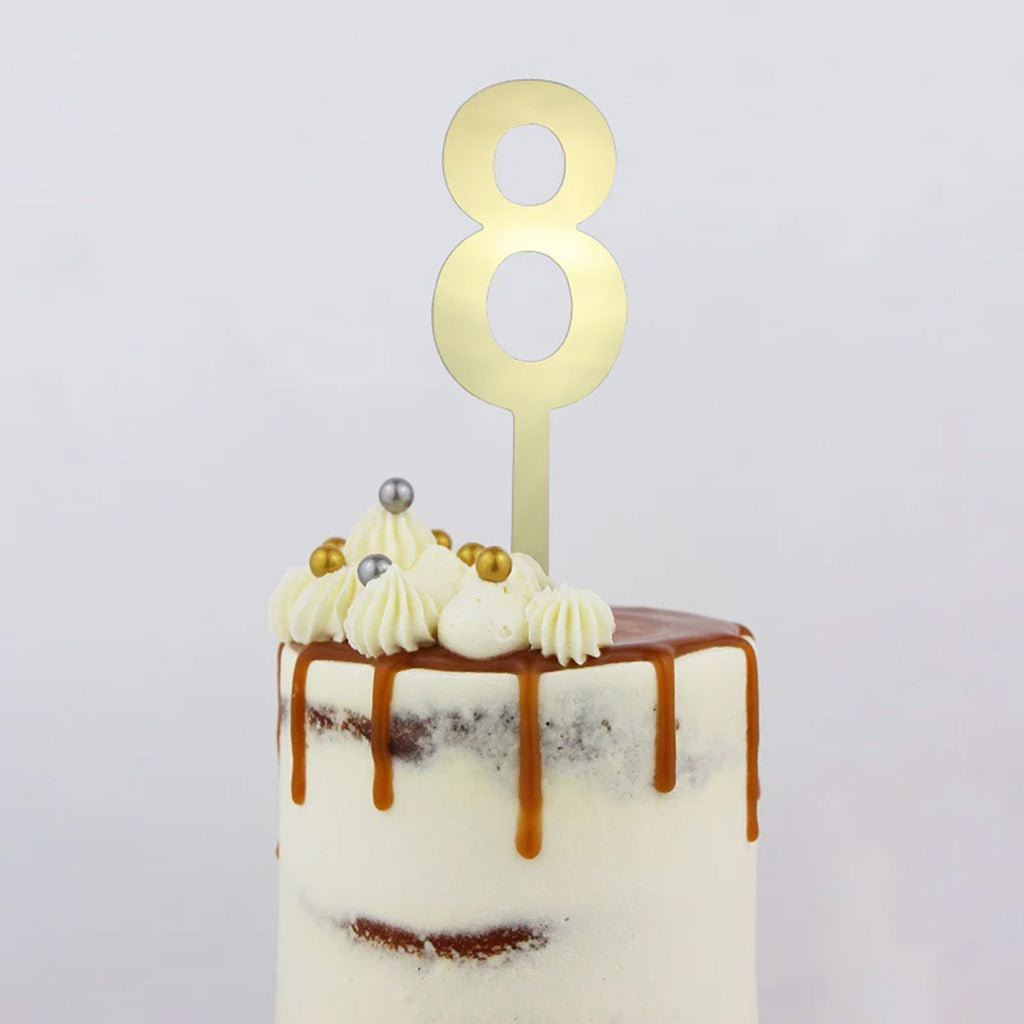 GoBake Large Mirror Number Topper #8 - Gold