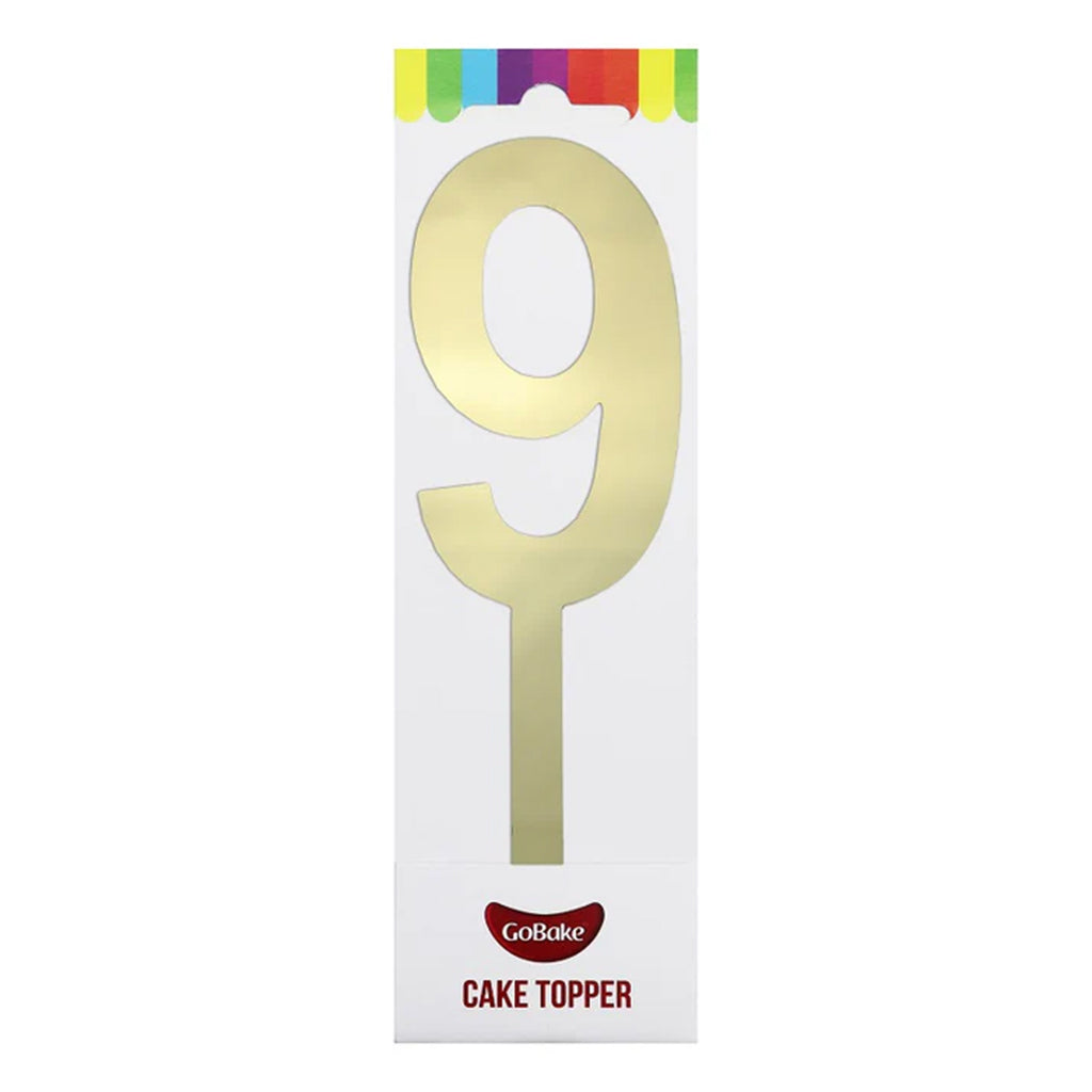 GoBake Large Mirror Number Topper #9 Gold