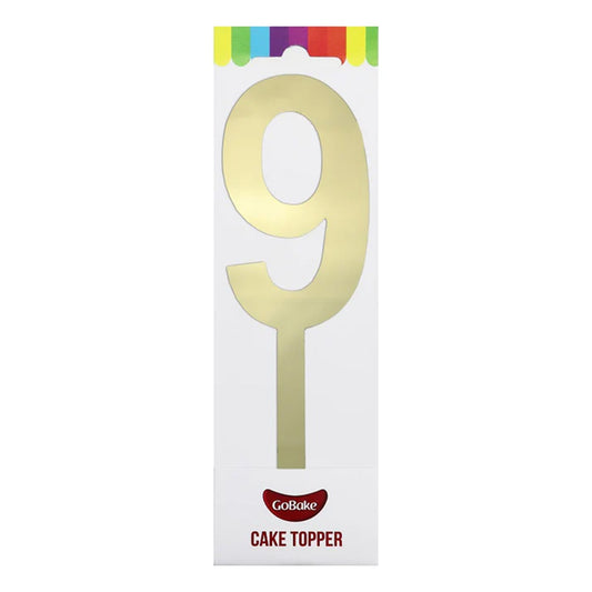 GoBake Large Mirror Number Topper #9 Gold