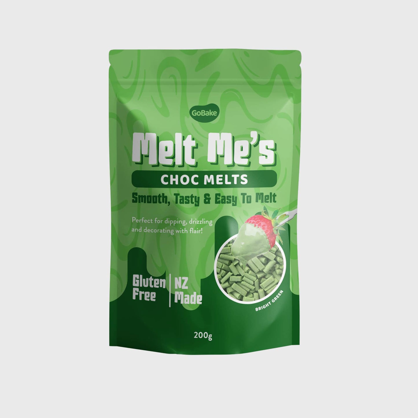 GoBake Melt Me's Choc Melts Bright Green 200g