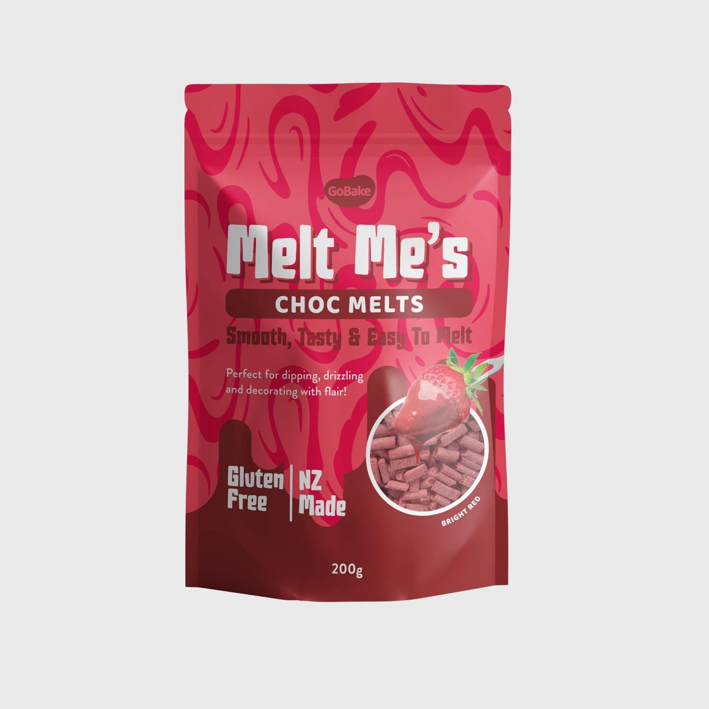 GoBake Melt Me's Choc Melts Bright Red 200g