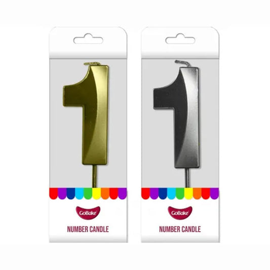 GoBake Metallic Number #1 Candle | Each