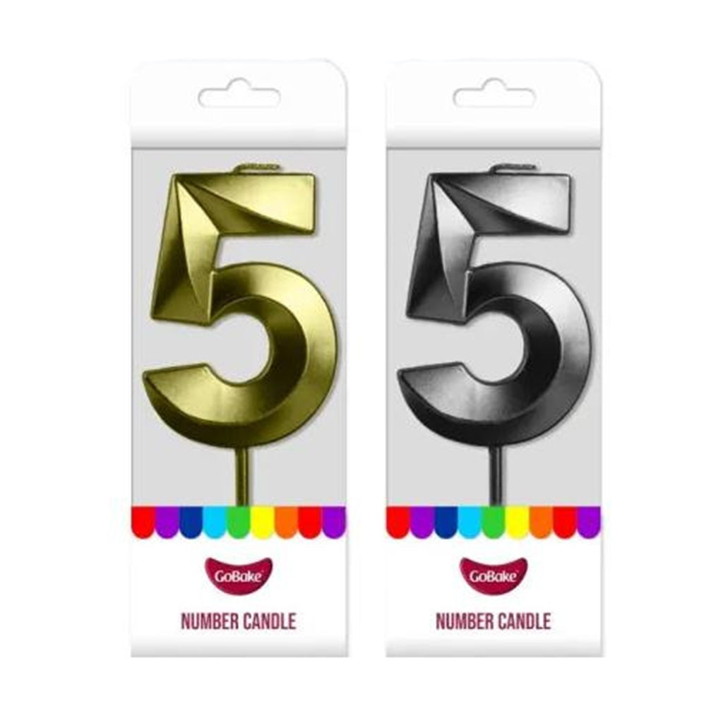 GoBake Metallic Number #5 Candle | Each