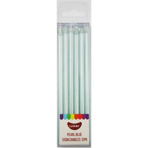 GoBake Long Candles Pearl Blue 12cm 12/Pack