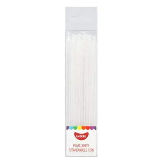 GoBake Tall Candles Pearl White 12cm | 12/Pack