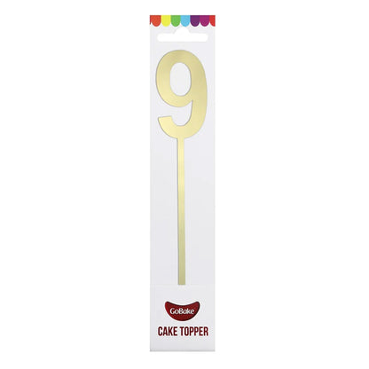 GoBake Small Mirror Number Topper #9 Gold