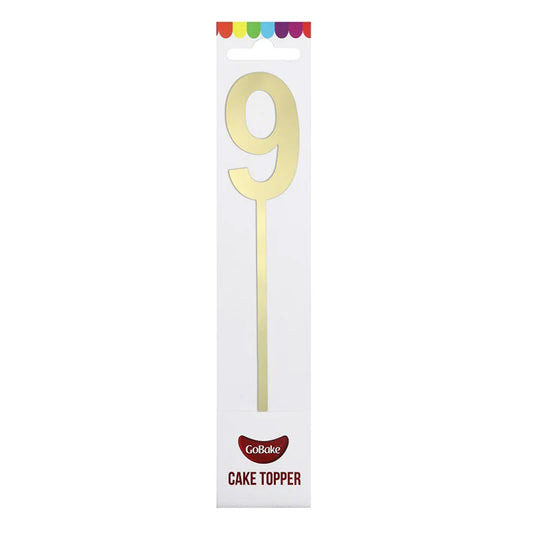 GoBake Small Mirror Number Topper #9 Gold