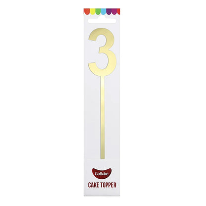GoBake Small Mirror Number Topper #3 Gold