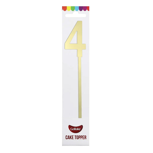 GoBake Small Mirror Number Topper #4 Gold