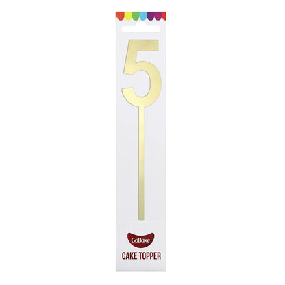 GoBake Small Mirror Number Topper #5 Gold