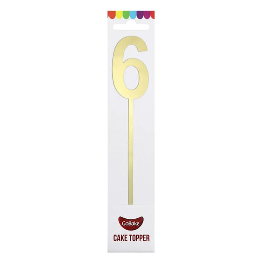 GoBake Small Mirror Number Topper #6 Gold