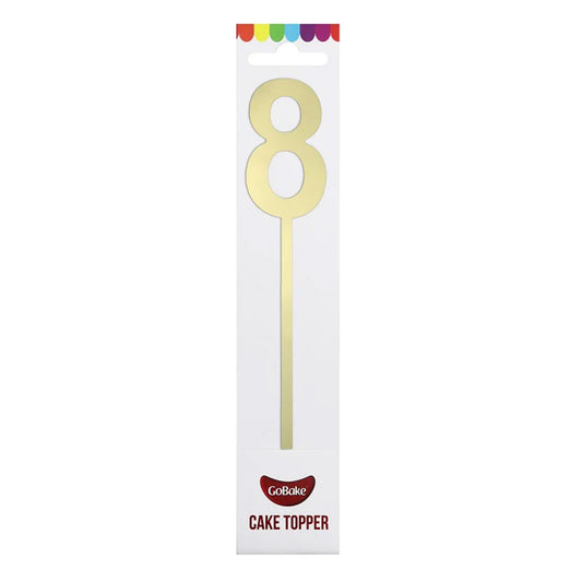 GoBake Small Mirror Number Topper #8 Gold