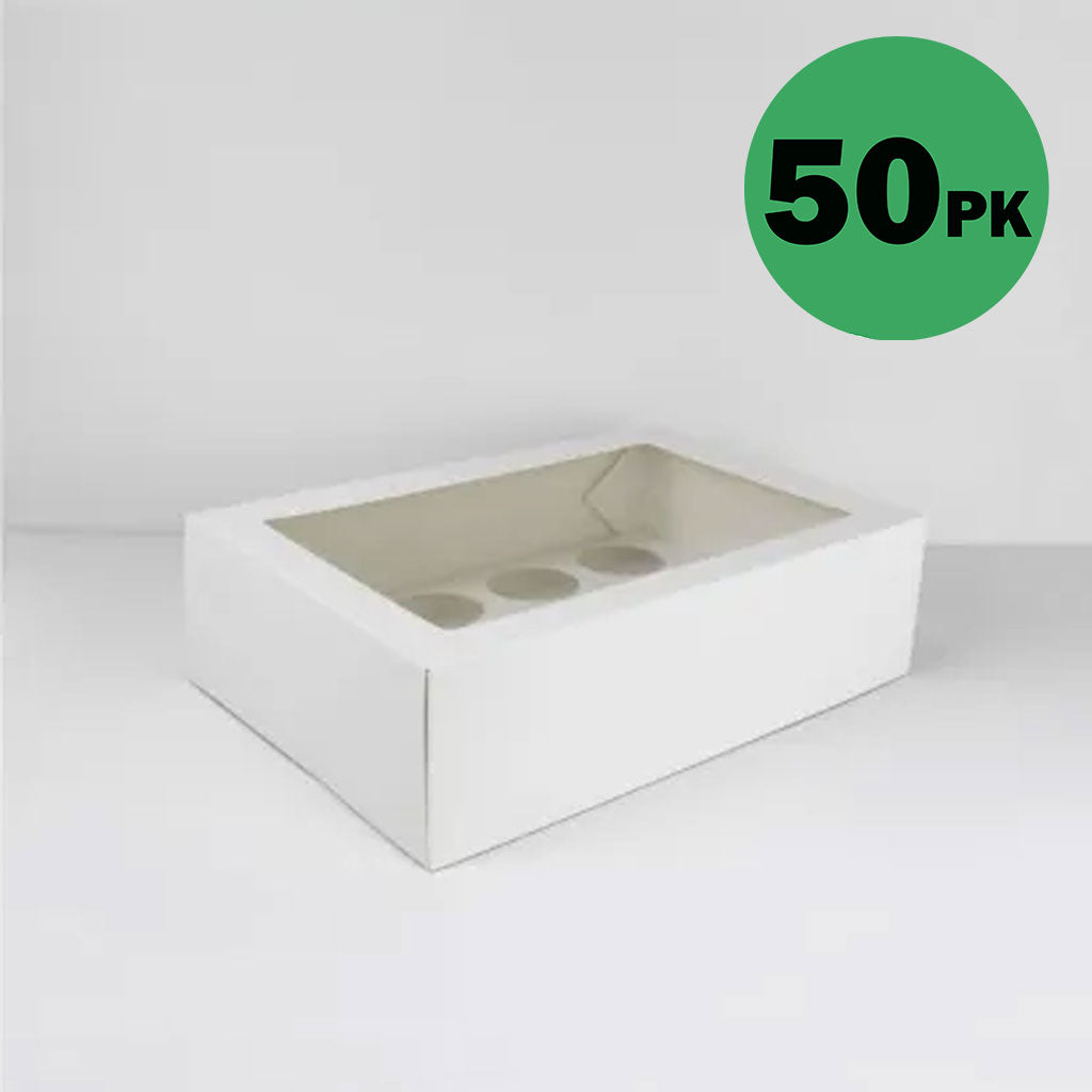GoBake Window Cupcake Box 12 Hole with Insert | 50/Ctn