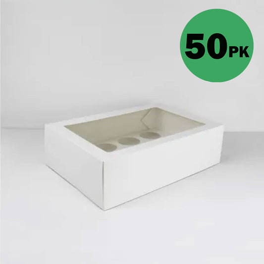 GoBake Window Cupcake Box 12 Hole with Insert | 50/Ctn