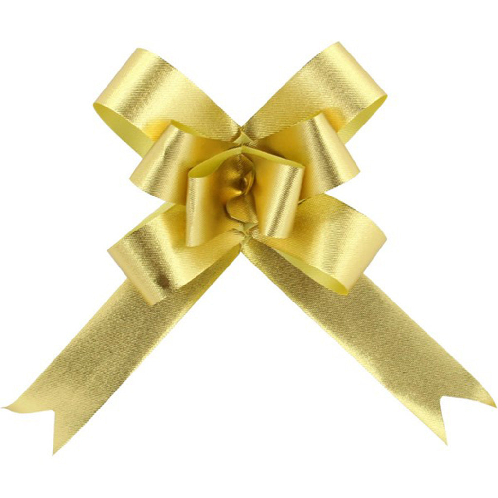 Metallic Embossed Pull Bows 14mm Gold | Each