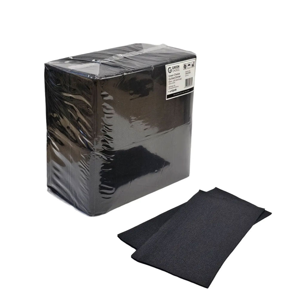 Green Choice Quilted Dinner Napkins 2 Ply 1/8 Fold - Black | 100/Pack